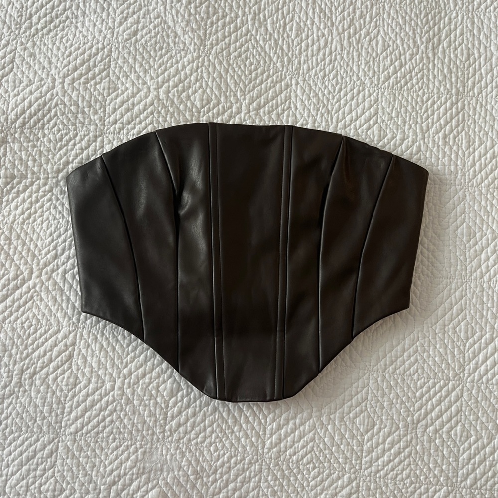 Brown Faux Leather Corset